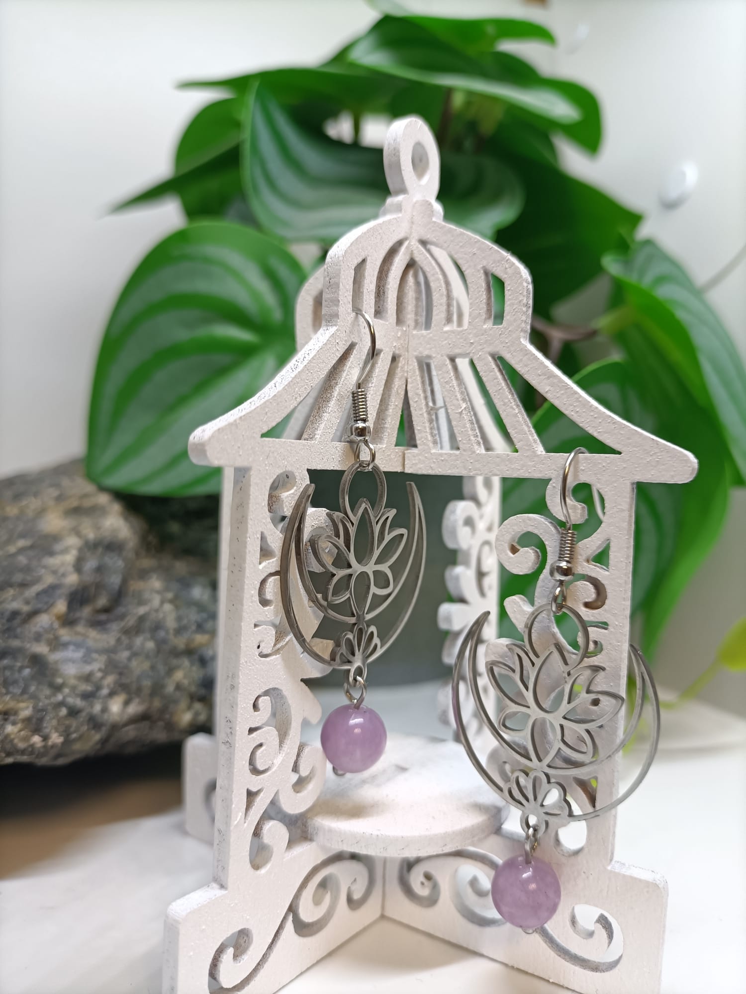 boucle-oreille-lepidolite-acier-inoxydable-montauban-grisolles-toulouse