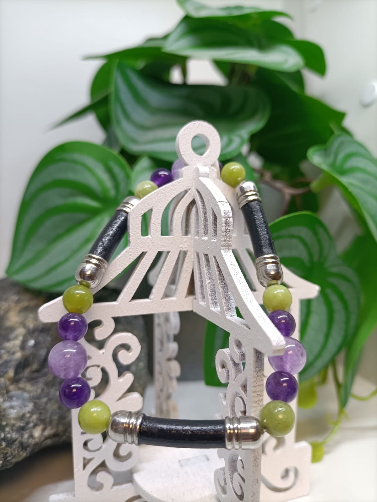 bracelet-femme-améthyste-opale-verte-cuir-acier-montauban-grisolles-toulouse